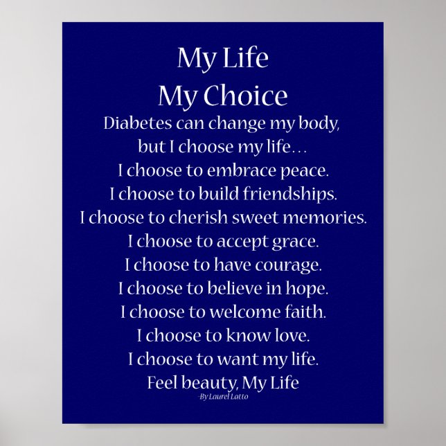 Diabète Inspirational Support Poem Poster Imprimés (Devant)