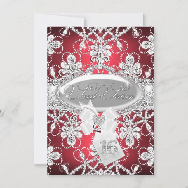 Diadème de diamant à étincelle rouge Invitation Pr (Devant)