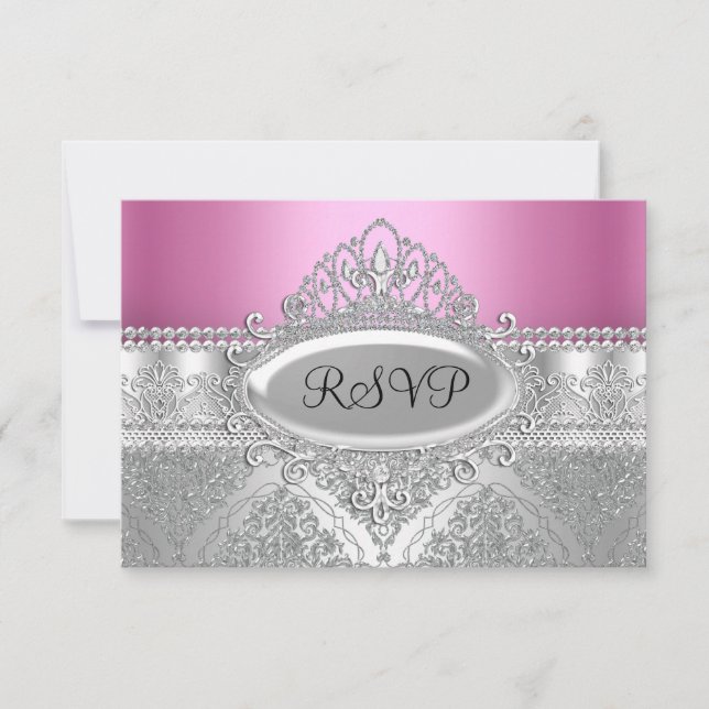 Diadème Diamant & Damassé Argent RSVP Rose (Devant)