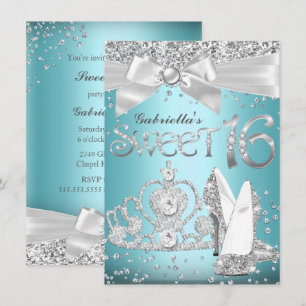 Diadème et talons Blue Sparkle Invitation Sweet 16