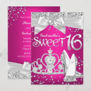 Diadème et talons scintillants Invitation Sweet 16