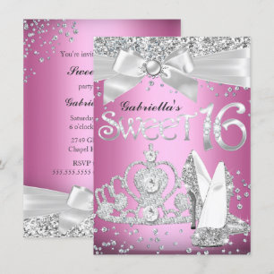 Diadème Étincelant & Talons Sweet 16 Invitation Ro
