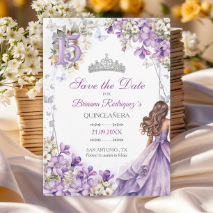 Diadème floral papillon argent lavande Quinceañera
