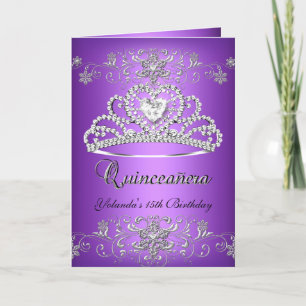 Diadème Pailleté Violet Quinceanera Carte Pliée