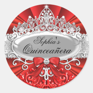 Diadème Rouge & Quinceanera Autocollant Damassé