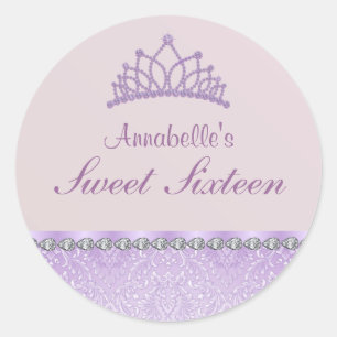 Diadème Violet & Autocollant Sweet16 Damassé