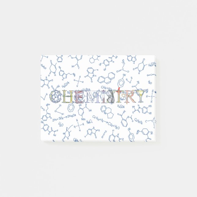 Diagramme de chimie motif et typographie post-it n (Devant)