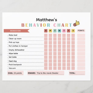 Diagramme de comportement coloré pour enfants pour