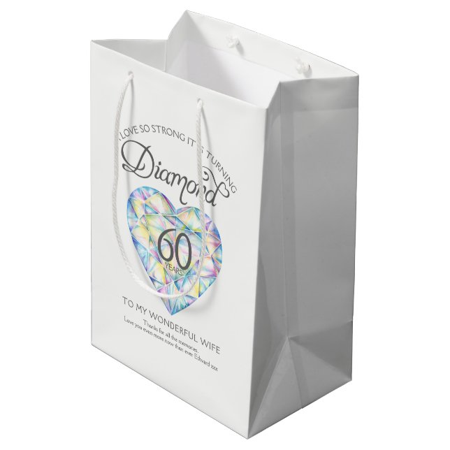 Diamant 60e anniversaire personnalisé sac cadeau b (Dos Angle)