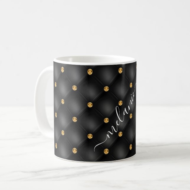 Diamant d'or noir Tufé Votre nom Mug de café (Devant gauche)