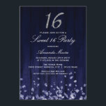 Diamant étincelant Bleu Silver Sweet 16 Invitation<br><div class="desc">Design élégant en bois rustique bleu avec diamants scintillants et parties scintillant 16. Plus de couleurs disponibles dans la boutique Little Bayleigh !</div>