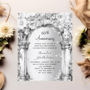 Diamant floral 60e anniversaire mariage invitation