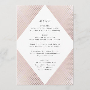 Diamant Géométrique Rose Gold Gatsby Menu Mariage