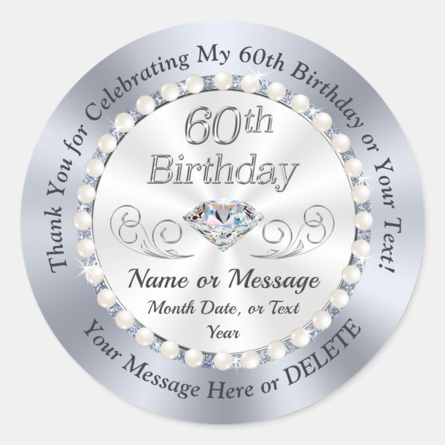 Diamant personnalisé, Stickers 60e anniversaire (Devant)