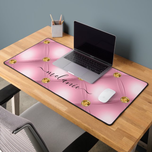 Diamant Rose Or Tufé Votre Nom Bureau Mat (Bureau 2)