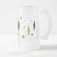 Diamant Vert Rétro & Starburts Verre Frosted Mug