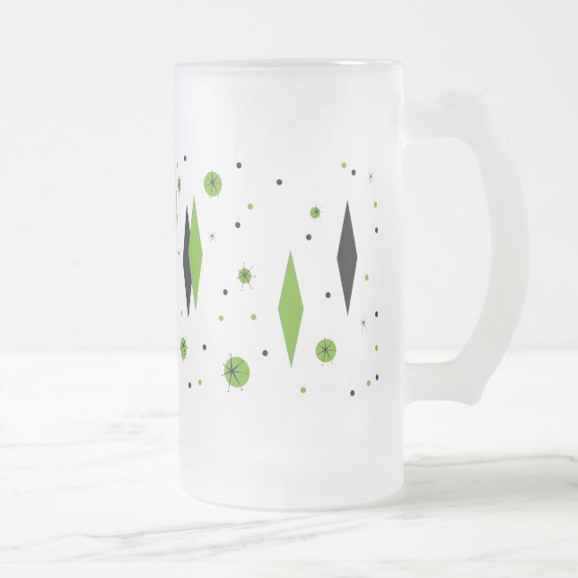 Diamant Vert Rétro & Starburts Verre Frosted Mug (Droit)