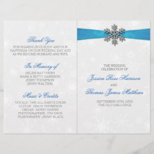Diamante Snowflake & Blue Ribbon Mariage d'hiver
