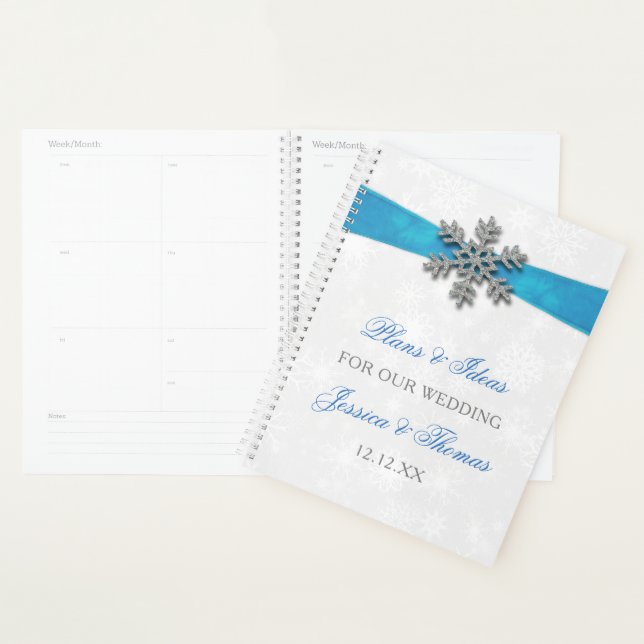 Diamante Snowflake & Blue Ribbon Mariage d'hiver (Devant avec enveloppe)