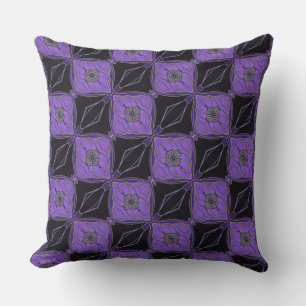 Diamants Abstraits noirs et violets Coussin 2