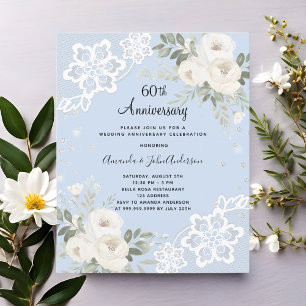 Diamants bleus 60e anniversaire mariage invitation