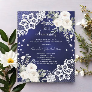 Diamants bleus 60e anniversaire mariage invitation