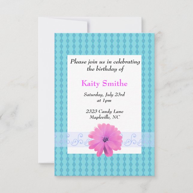 Diamants Bleus et Invitation d'Anniversaire Floral (Devant)