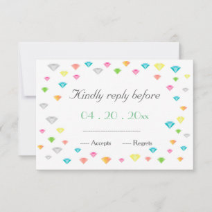Diamants colorés confetti mariage RSVP CARD