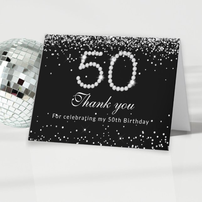 Diamants d'argent 50e Carte de remerciements d'ann (Créateur téléchargé)
