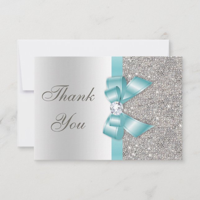 Diamants d'argent turquoise Faux Bow Merci (Devant)