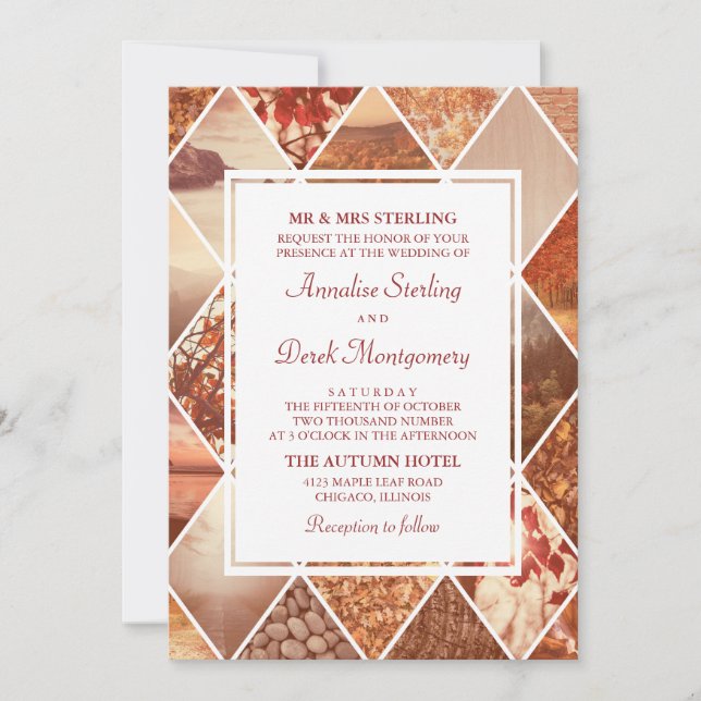 Diamants d'automne| Invitation Mariage de automne (Devant)