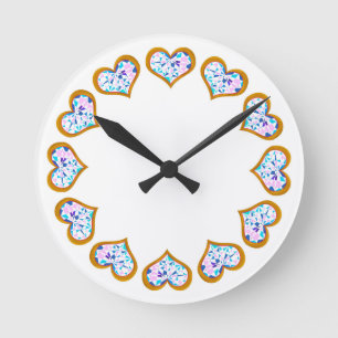 Diamants De Coeur Or Dans Une Horloge Murale Cercl