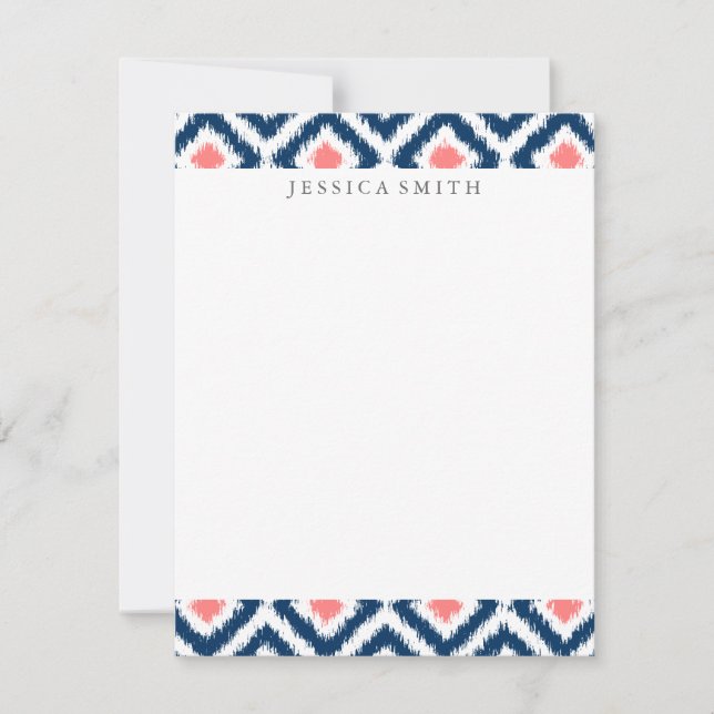 Diamants de corail bleu marine Ikat Motif (Devant)