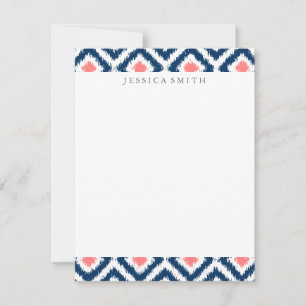 Diamants de corail bleu marine Ikat Motif