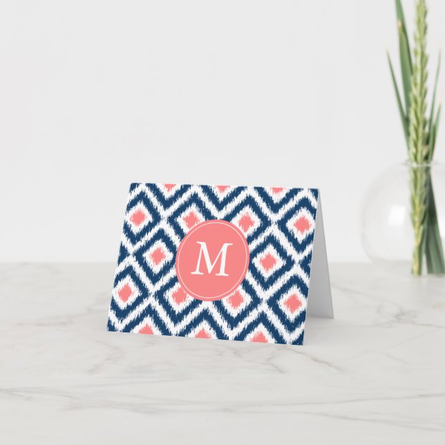 Diamants de corail bleu monogramme Ikat Motif (Devant)