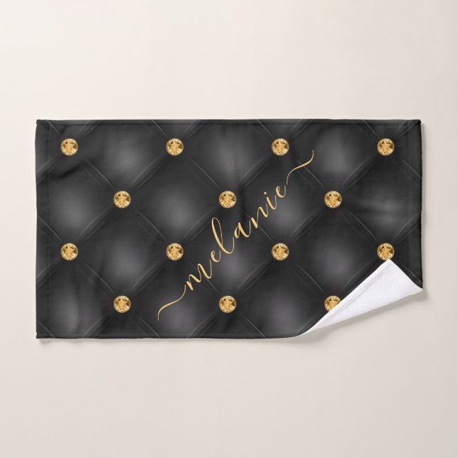 Diamants d'or noir serviettes de bain touffetées N (Serviette à main)