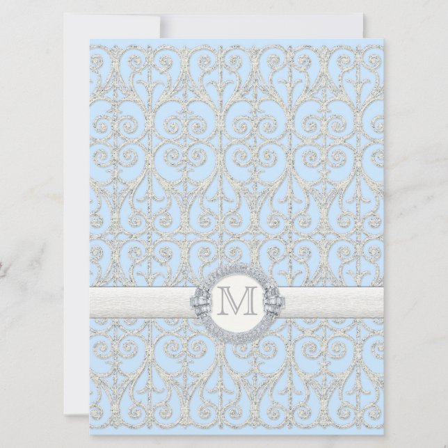 Diamants et dentelle, Faire-part de mariage monogr (Devant)
