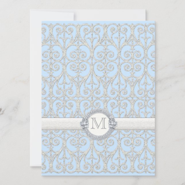Diamants et dentelle, Faire-part de mariage monogr (Devant)
