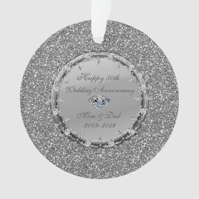 Diamants Pailletés Argent 50e Anniversaire de Mari (devant)