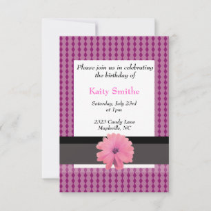 Diamants roses et Invitation d'anniversaire floral