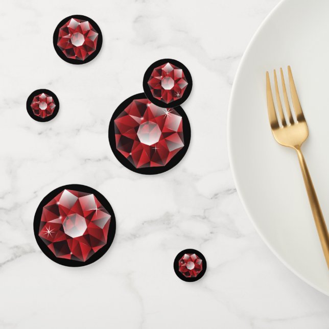Diamants Strass Rouge Rubis Confettis (Groupe)