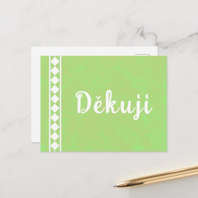 Diamants sur carte postale Merci tchèque (Devant/Arrière en situation)