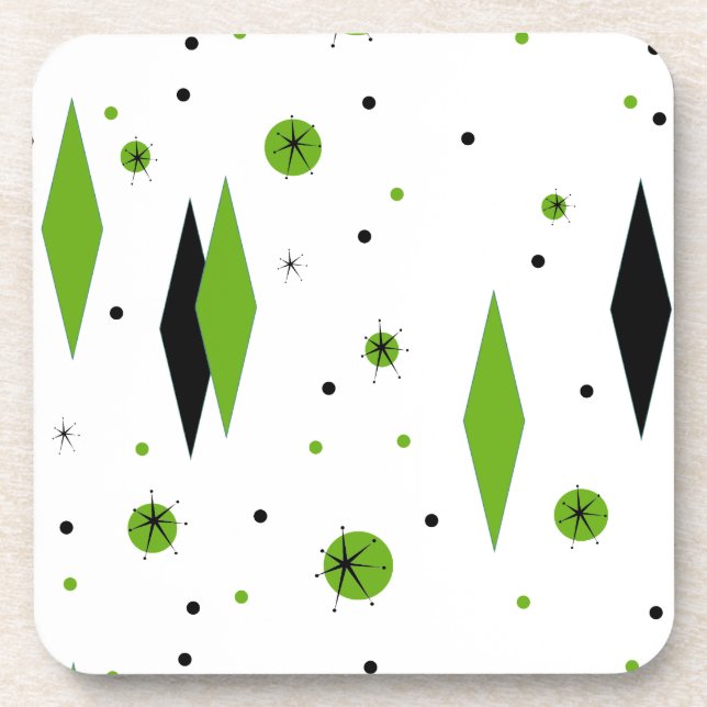 Diamants verts rétros et Dessous de verre de démar (Devant)