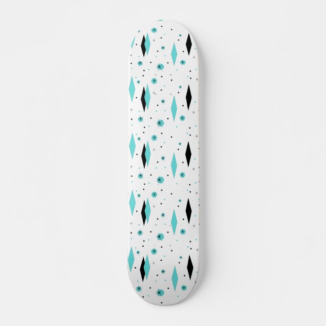 Diamètre Turquoise Rétro & Starburts Skateboard (Devant)