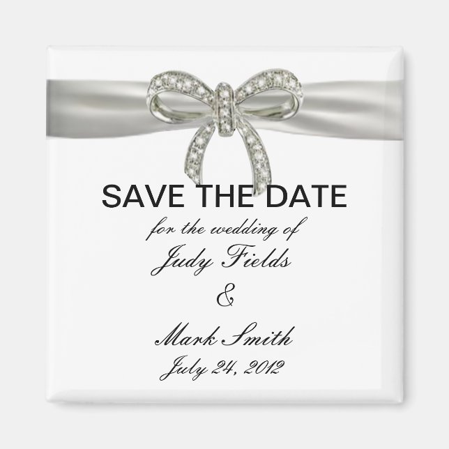 Diamond Bow Wedding Enregistrer La Date Magnet (Devant)