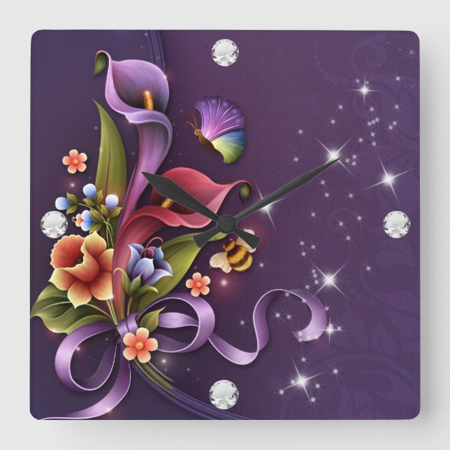 Diamond Girl #3 Carré Horloge murale (Recto)