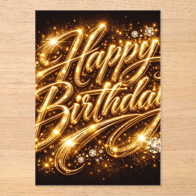 Diamond Glow Anniversaire — Invitation 3D GoldenFo (Recto)