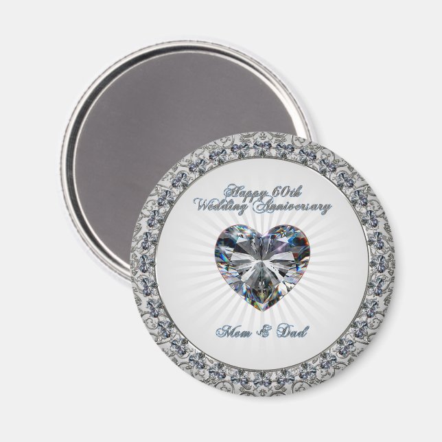 Diamond Heart 60e Anniversaire du Mariage Magnet (Recto/Verso)