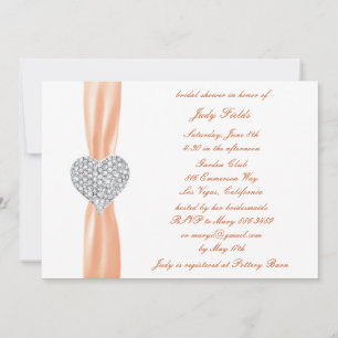 Diamond Heart Orange Mariage Invitation Fête des m