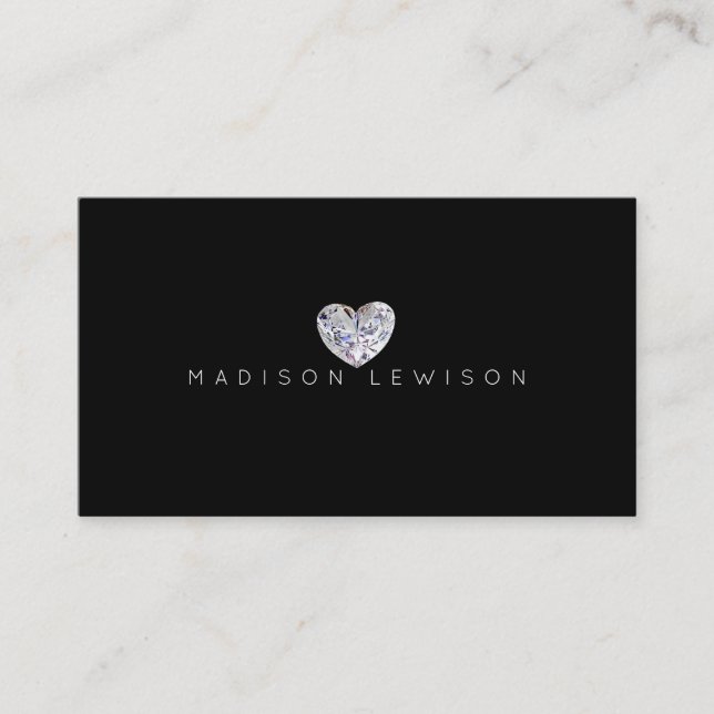 Diamond Heart Simple Chic Cartes de visite (Devant)